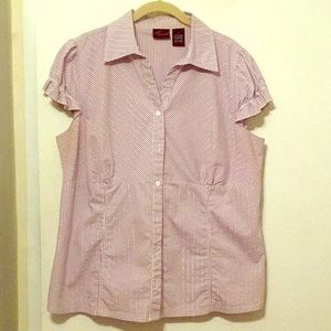 Torrid purple/white/silver striped blouse sz 1